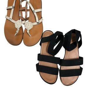 Stylish Black and Cream Women's Sandal bundle 8.5 and 9 (fits about the same)